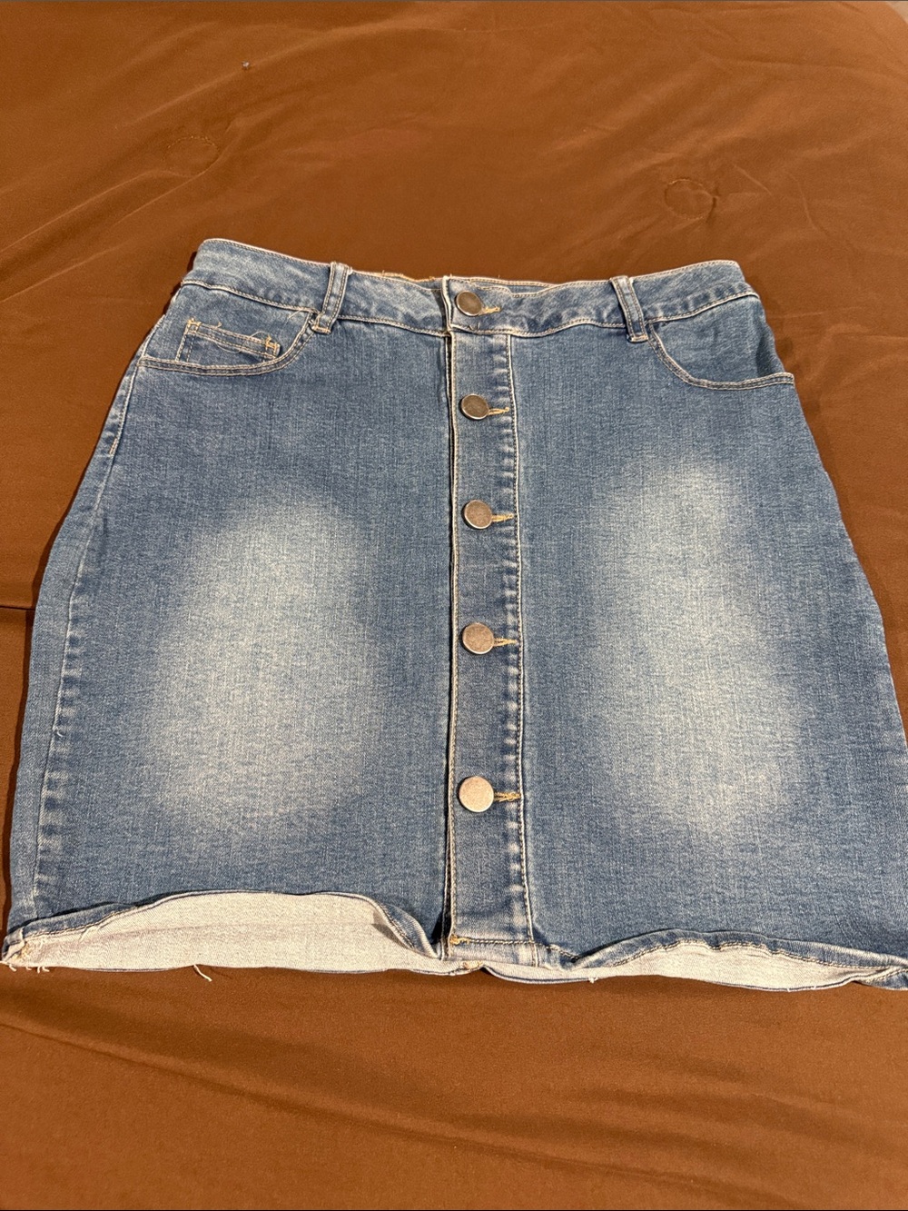 Active USA Blue Denim Button-Front Mini Skirt